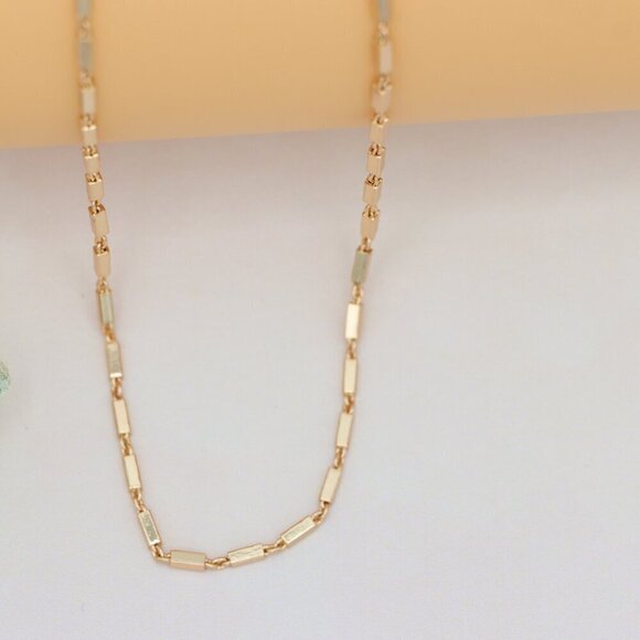 "Chunky Rectangle Chain Rose Gold Necklace, XPNL0181 - Picture 10 of 12